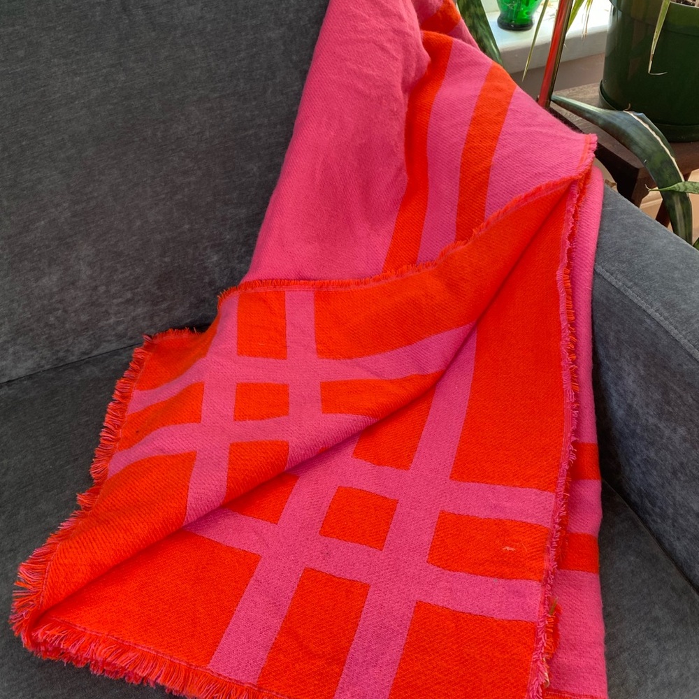 Kate Spade Pink and Orange Throw